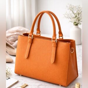 Elegant Orange Brown Handbag
